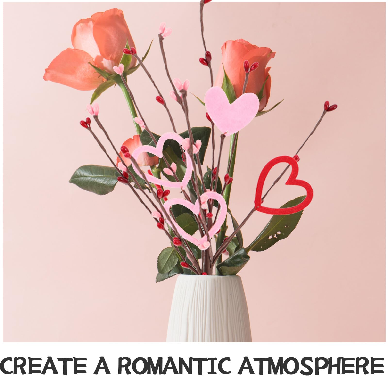 Gatuida 10 Piezas de Ramitas Artificiales Bayas Rojas y Forma de Corazón Ramo Decorativo para San Valentín Obsequio Romántico y Decoración para Bodas Mesas y Aniversarios