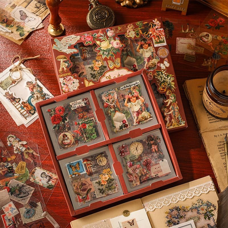 700 calcomanías vintage de naturaleza para suministros de diario de basura, flores retro, mariposa, plantas, hongos, calcomanías decorativas para