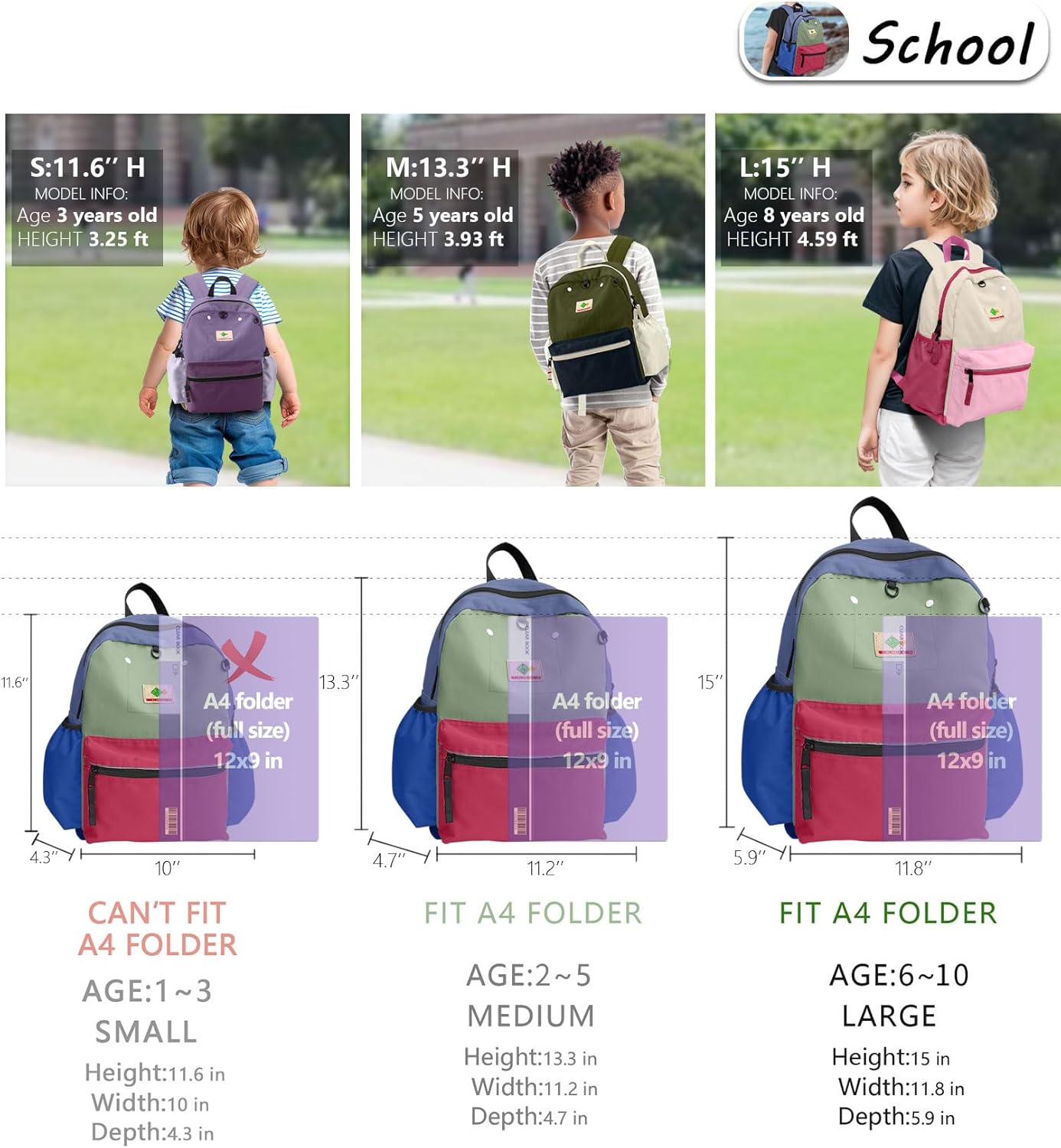 Kids Backpack for Boys Girls: Girls Backpack 6-10 - Kindergarten Elementary School Bookbag for Boy Girl - Image 3