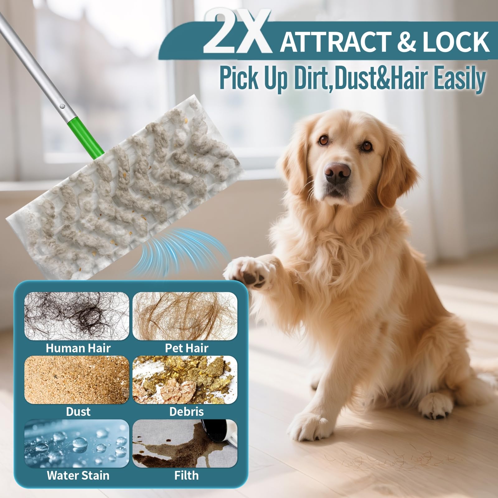 60 Stück Pet Dry Sweeping Cloth Nachfüllpackungen, kompatibel mit Swiffer Sweeper Mop, geruchlose, robuste Trockenpads Nachfüllpackungen für verschiedene Oberflächen Bodenreinigung
