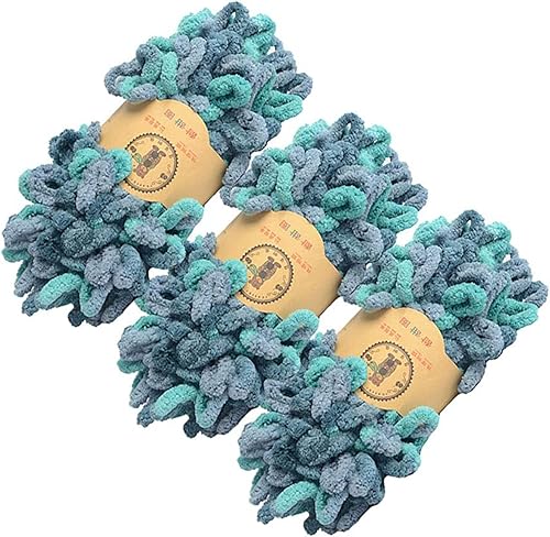 Miniatura 1 de Hilo grueso de chenilla para dar los dedos para tejer a mano (blanco y rosa y caqui)