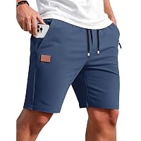 TARAINYA Cotone Pantaloncini Uomo Sportivi Zip Coulisse Pantaloncini Running Palestra con Tasca Blu L