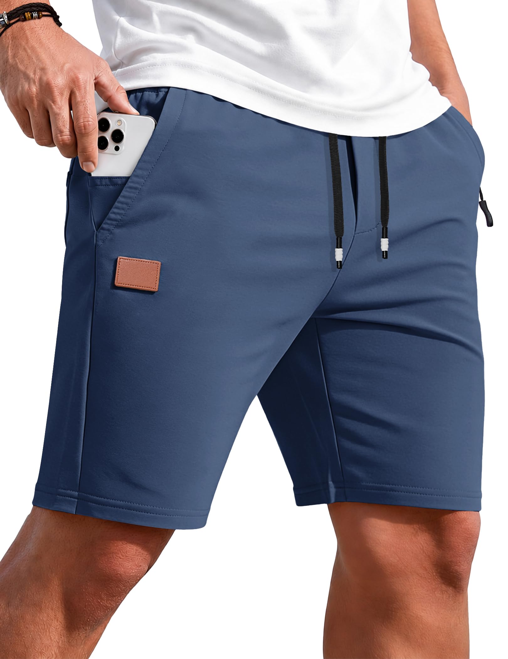 TARAINYA Sporthose Herren Kurz Zipper Baumwolle Kurze Hosen Shorts Sommer Sport Elastische Taille Kordelzug Stretch Mit Taschen