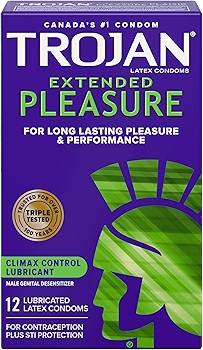 Trojan Extended Pleasure Latex Condoms with Climax Control Lubricant