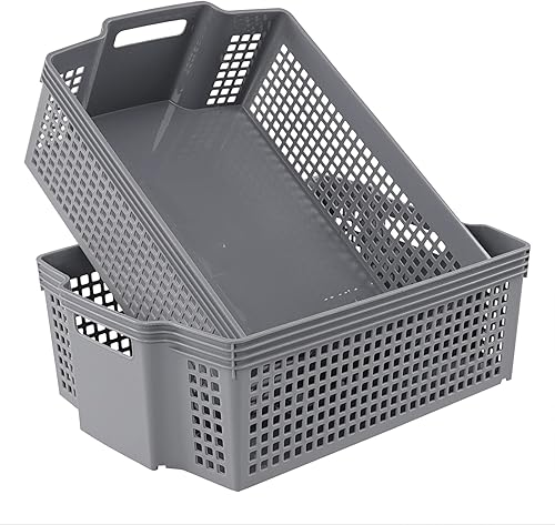 Miniatura 2 de Tstorage Cestas de almacenamiento apilables de plástico, cestas apilables de bandeja de plástico, paquete de 2