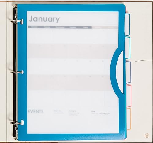 Miniatura 7 de U Brands Divisores de carpeta de poli con 5 pestañas y tres anillos con pestañas y bolsillos, vista clara, juego de 10 unidades, brillantes