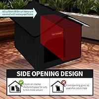 Vista 3 de Rest-Eazzzy Casa para gatos al aire libre, resistente a la intemperie y aislada, con alfombrilla y toldo, fácil de poner, refugio para gatos