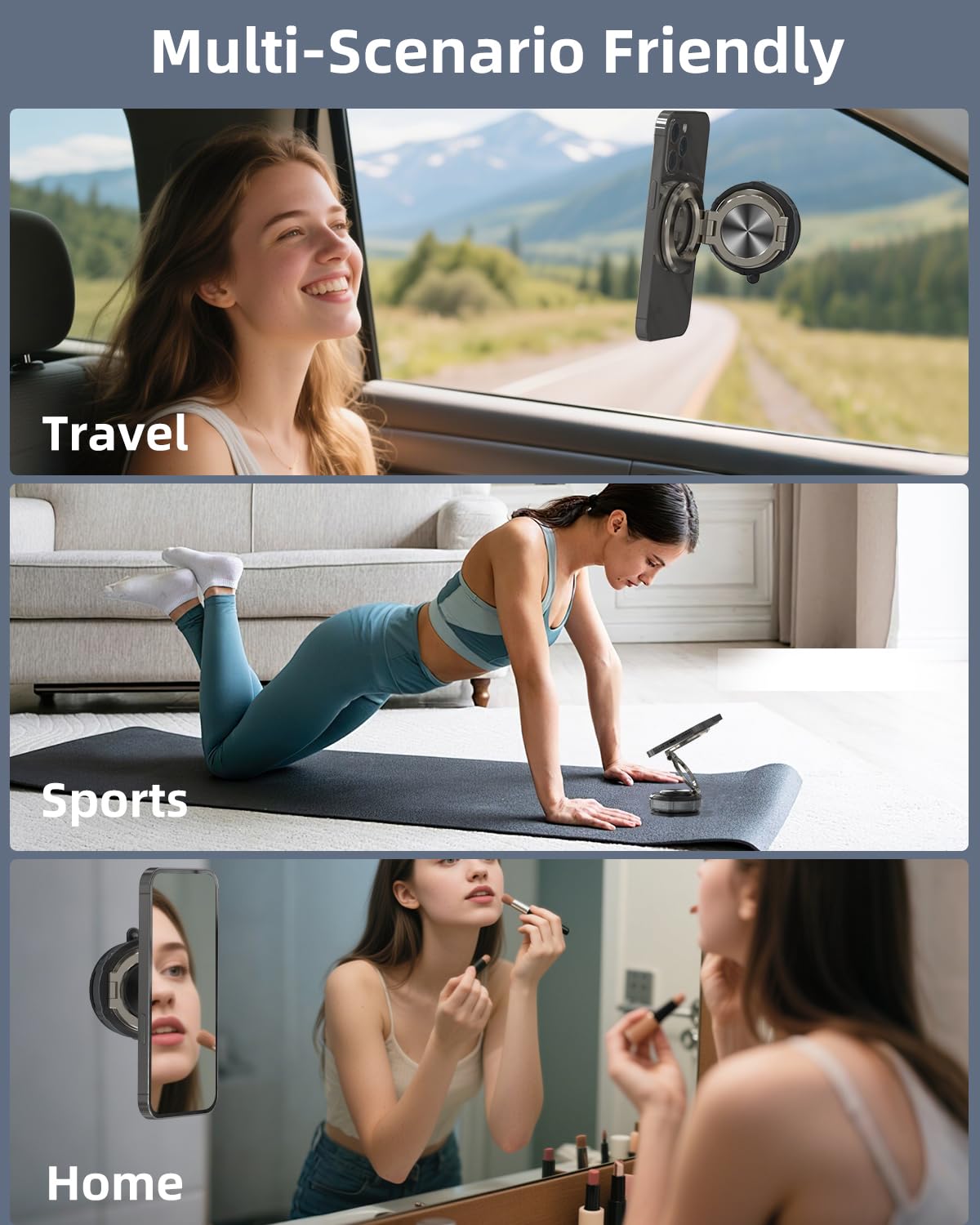 MagSafe 360° verstellbare Vakuum-Saugnapfhalterung, Zinklegierung, Vakuum-Magnet-Handyhalterung, Handyhalter für Auto/Zuhause/Reisen, Saugnapf-Autohalterung für iPhone 17/16/15/14/13/Android