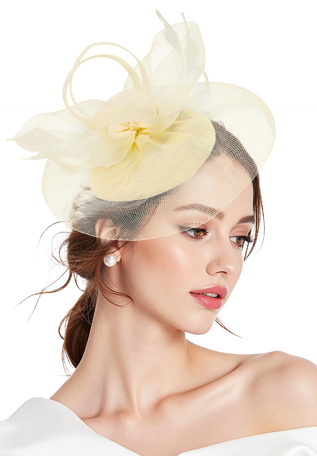 Zando 2025 Fascinators Hats for Women Ken-Tucky Derby Flower Tea Hat Mesh Feathers Headband Hair Clip for Wedding Cocktail