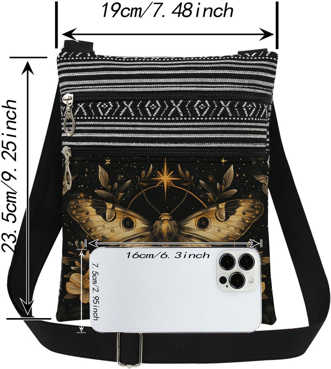 Moon Moth Women Crossbody Bag Nature Lovers Moth Purse image 4