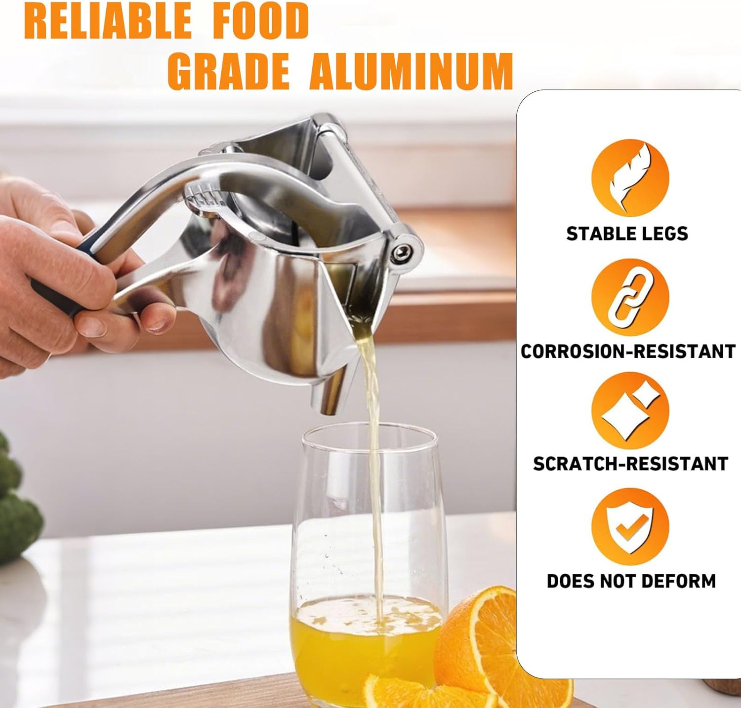 Hand Juicer Squeezer,2026 Upgraded Fruit Juice Squeezer,Metal Juicer Hand Press with Detachable Filter & Ergonomic Grip,Easy to Use & Clean for Lemon Lime Citrus Orange Grapefruit Pomegranates(2PCS)