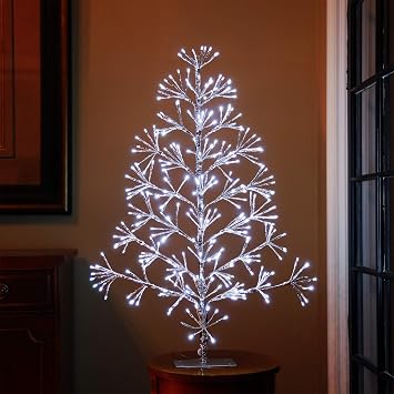 Lightshare 3ft شجرة عيد الميلاد الاصطناعية ، ضوء أبيض بارد لتزيين الحديقة المنزلية ، الشتاء ، الزفاف ، عيد الميلاد ، / عيد الميلاد ، عطلة ، زخرفة الحفلة ، الفضة