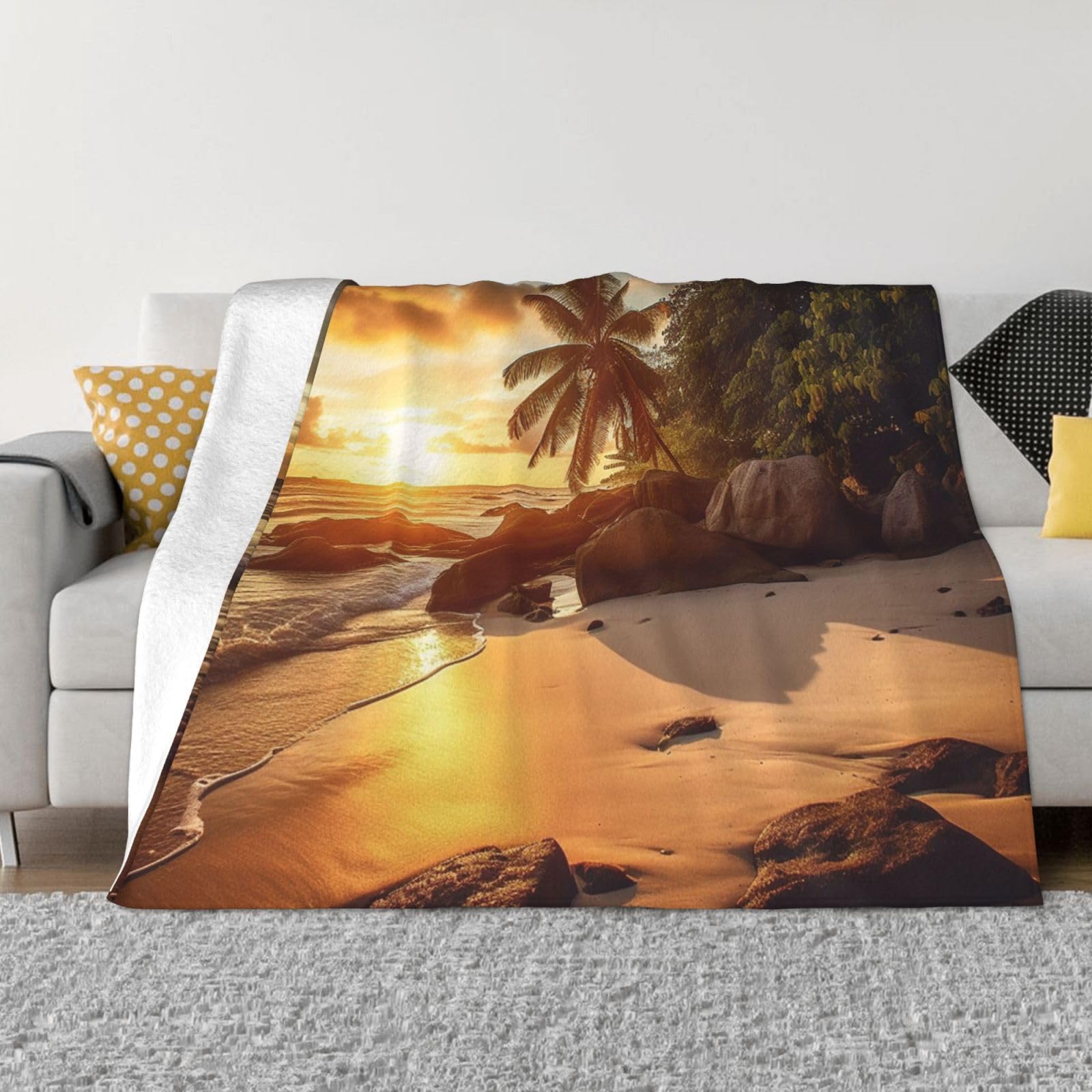 Couverture polaire isolante en flanelle légère 203x152 cm contre le froid sur lit et chaise