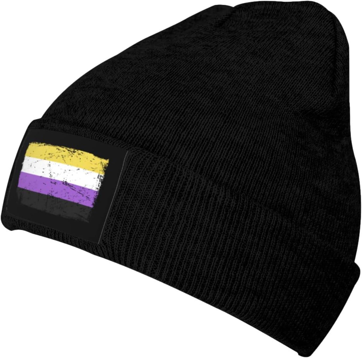 Non Binary Pride Flag Cuffed Beanie for Men Women Knit Skull Cap Winter Beanie Hat