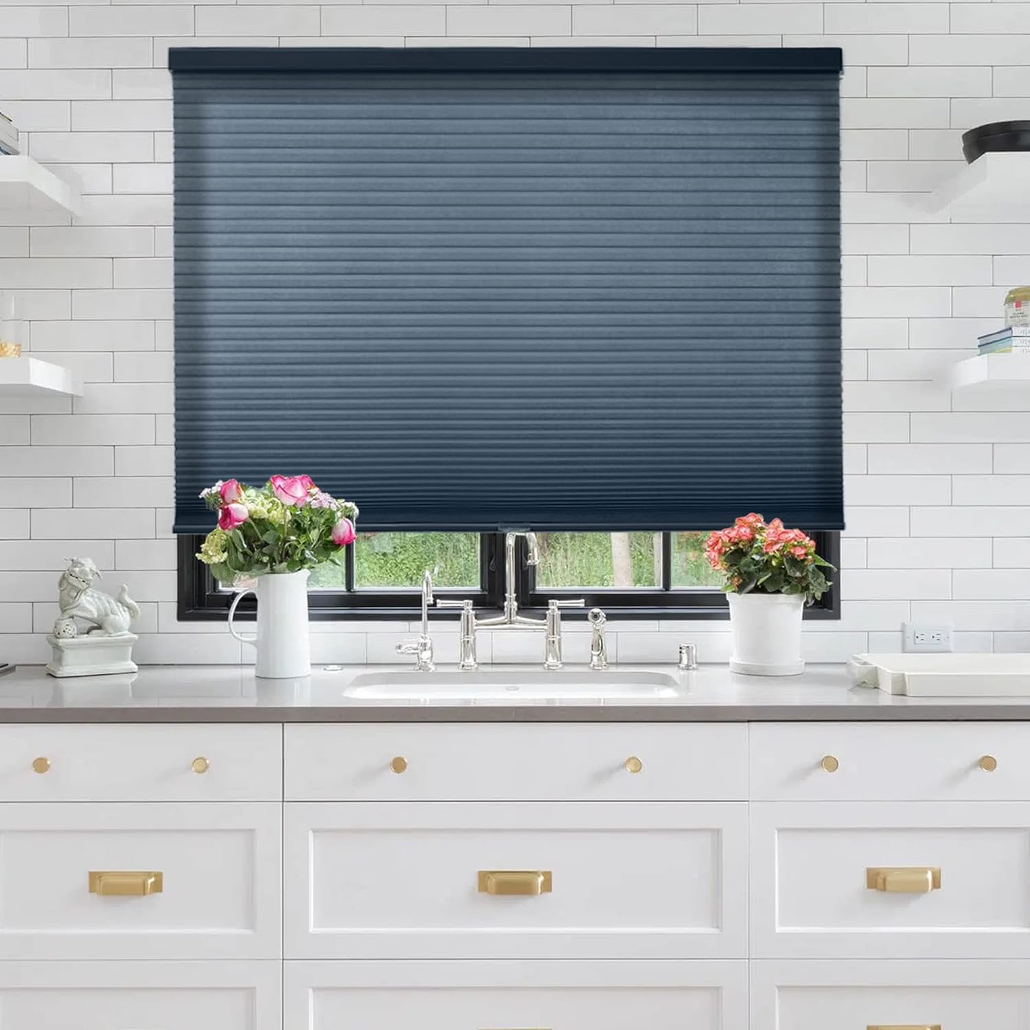 CHICOLOGY Cellular Shades, Blinds for Windows, Window Blinds Cordless, Window Shades for Home, Window Coverings, Cellular Blinds, Door Blinds, Morning Ocean, 26" W X 48" H