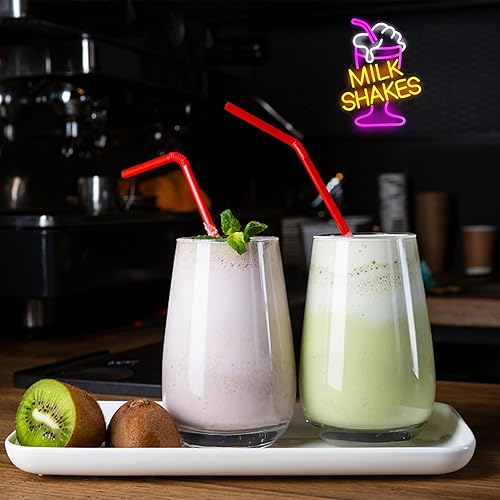 Miniatura 7 de Letrero de neón con diseño de batido de leche, luz LED de neón de té con leche, luz de neón de bebida rosa y blanca, regulable, batido de leche,