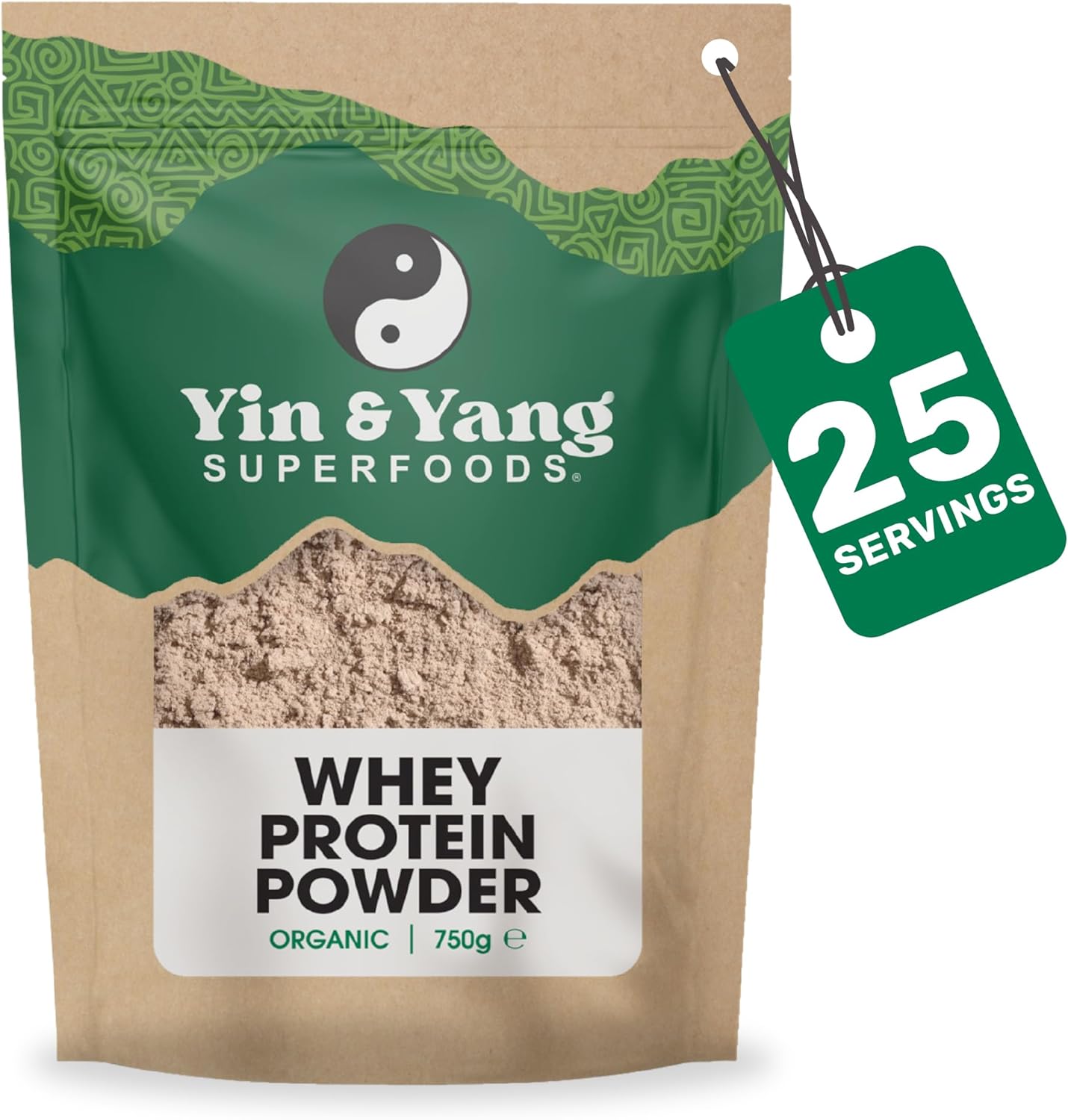 Organic Whey Protein 750g, by Yin & Yang Superfoods. Grass Fed, 19.4g of Protein Per Serving, Natural Chocolate Flavour, with Pure Cacao and Coconut Sugar (25 Servings)
