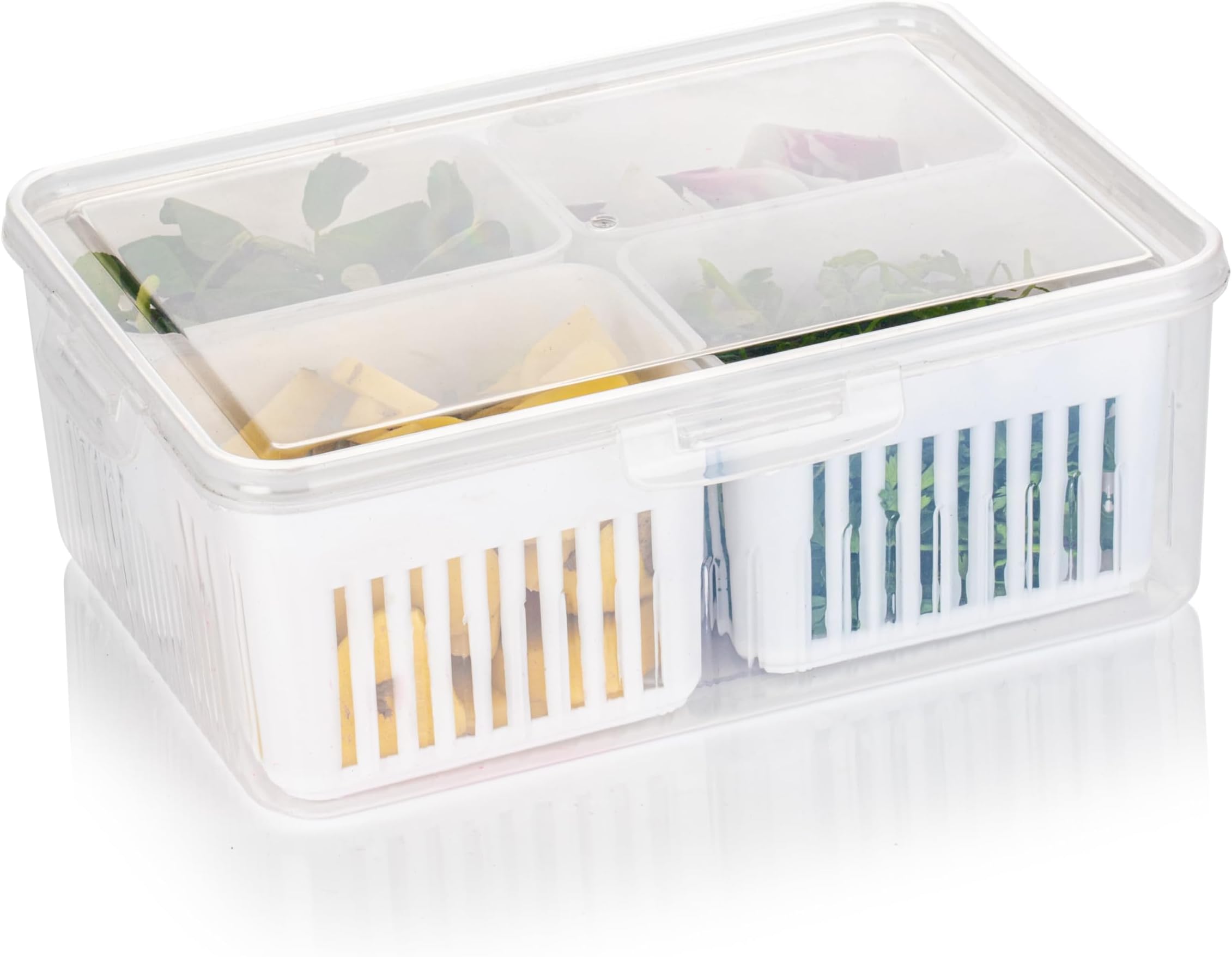 Vegetable Storage Organizer Box Set for Fridge with Drain Cup Removable Fridge Storage Containers Boxes for Chopped Vegetables Fru|Design - for Home and Kitchen