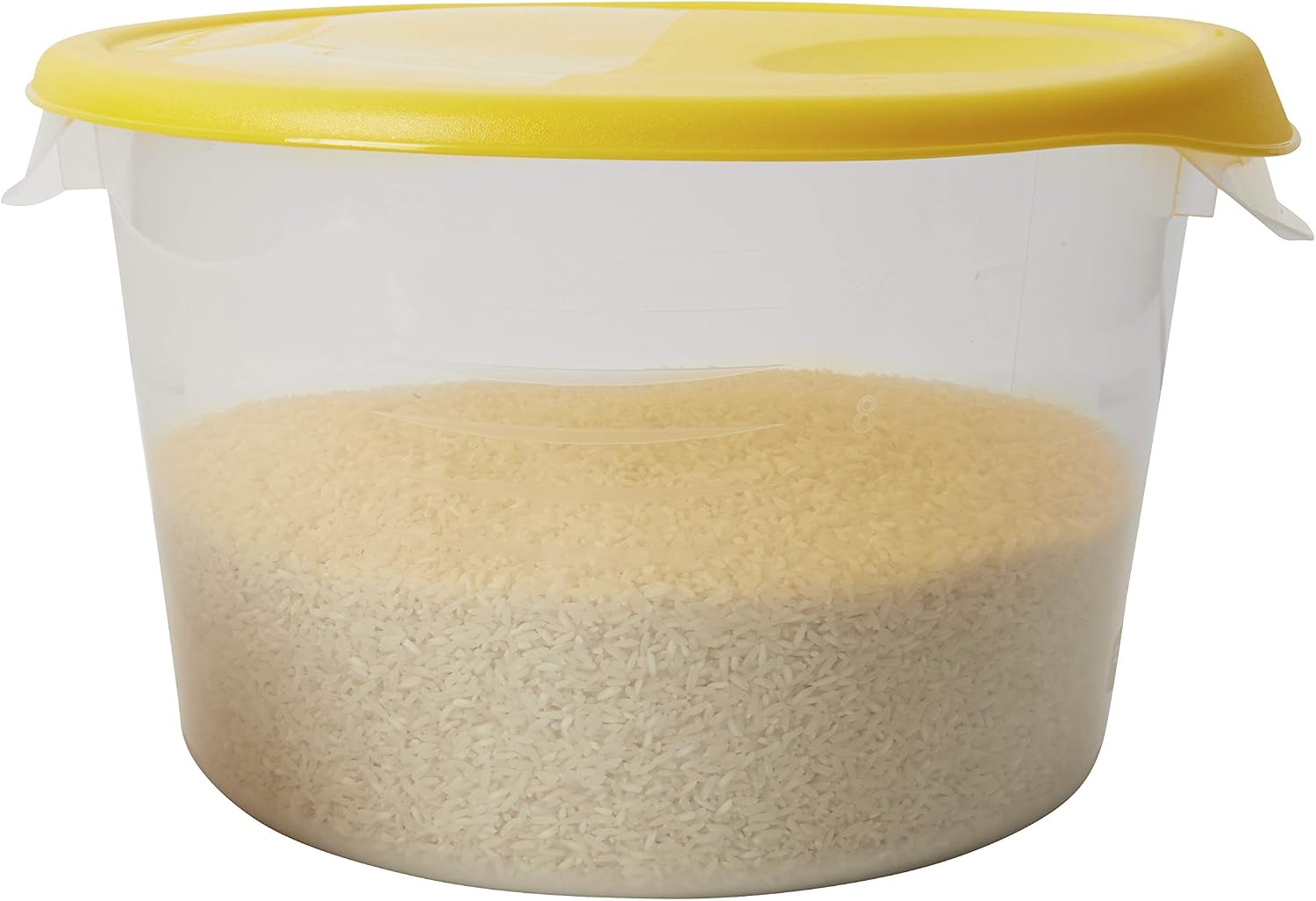Rubbermaid Commercial Products Plastic Round Food Storage Container with Handle, 4 Quart, Yellow, High Temperature Range Food Organization for Wet/Dry Food in Kitchen/Restaurants/Cafeteria image 4