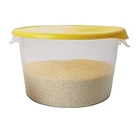 Vista 4 de Rubbermaid Productos comerciales Contenedor redondo de plástico para almacenamiento de alimentos con asa, 4 cuartos de galón, amarillo, rango