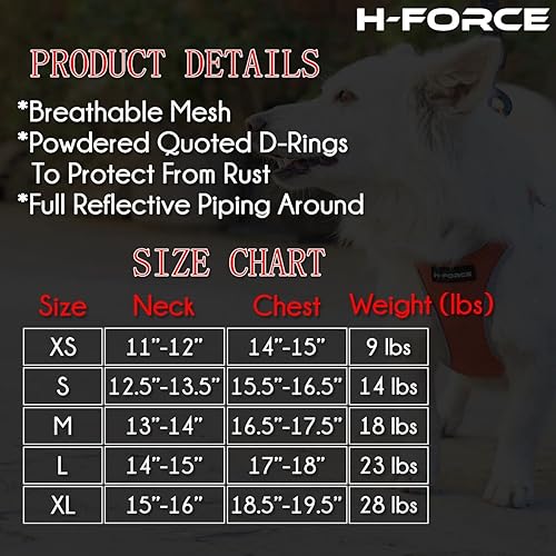 Miniatura 5 de H Force Arnés para perro, de malla suave y transpirable, arnés reflectante ajustable para mascotas, para perros pequeños y medianos, fácil control