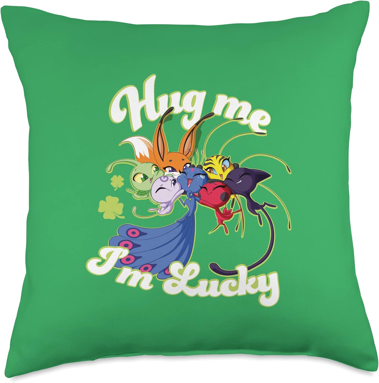 Miraculous Ladybug St Patrick's Day Lucky Kwamis Throw Pillow
