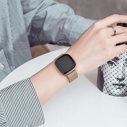 Miniatura 5 de Correa de metal para Fitbit Sense 2  Sense Bands, Fitbit Versa 4  Versa 3 bandas para mujeres y hombres, correa de repuesto magnética de malla de