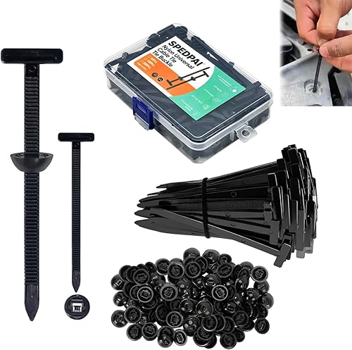Miniatura 10 de Hebilla universal de nailon para atar cables, bridas negras resistentes con diseño de pasador y botón, bridas de plástico para cables, para