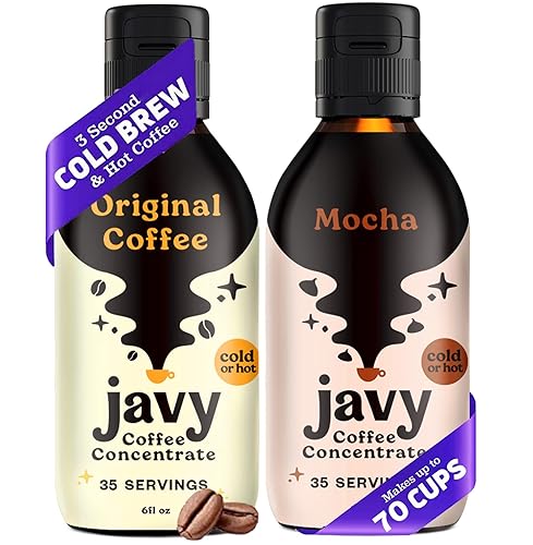 Javy Coffee Paquete concentrado, original + moca, café instantáneo caliente y frío, bebida de café helado, arábica tostada, sin azúcar y sin azúcar,