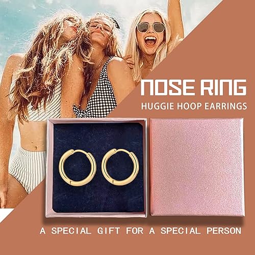 Miniatura 6 de Small Huggie Hoop Earrings for Women 14K Gold Plated Hoop Huggie Earrings for Men Hypoallergenic Lightweight Earrings Tiny Cartilage Ear Jewelry for