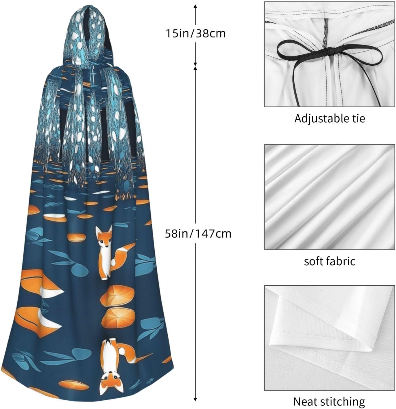 The fox in the forest Unique Darkness Poncho Shawl - Customizable Wearable Blanket for Women, Perfect Halloween Costume Accessory, Knight, Akatsuki, and More