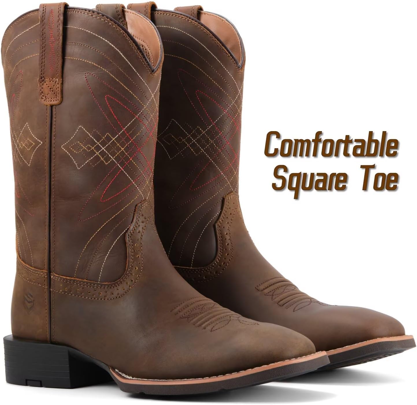 SUREWAY Cowboy Boots For Men - Mens Square Toe Western Boot,Oil/Slip Resistant,Durable Fashionable Classic Pull on 10 Inch Wellington Boots - Soft Toe Work Boots - Image 3