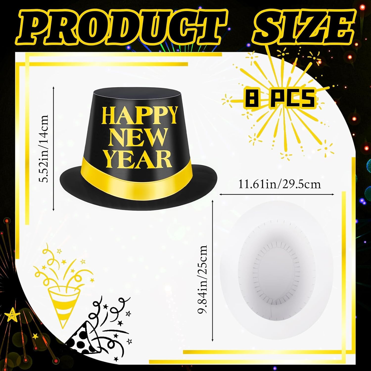 Denylo pro New Years Eve Party Supplies Glitter Paper Top Hats New Years Eve Hats for New Year Party Photo Props Supplies - Image 2