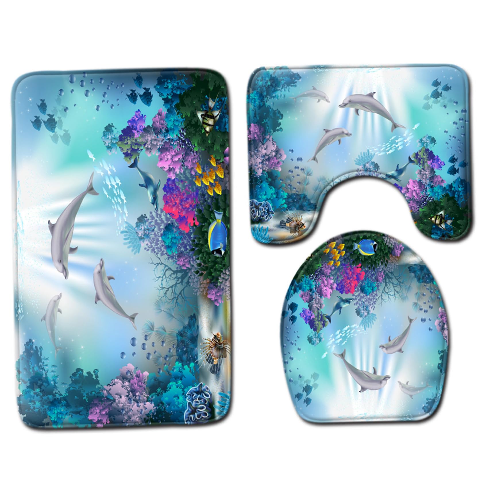 Ensemble tapis salle bain de qualité supérieure avec housse et contour U