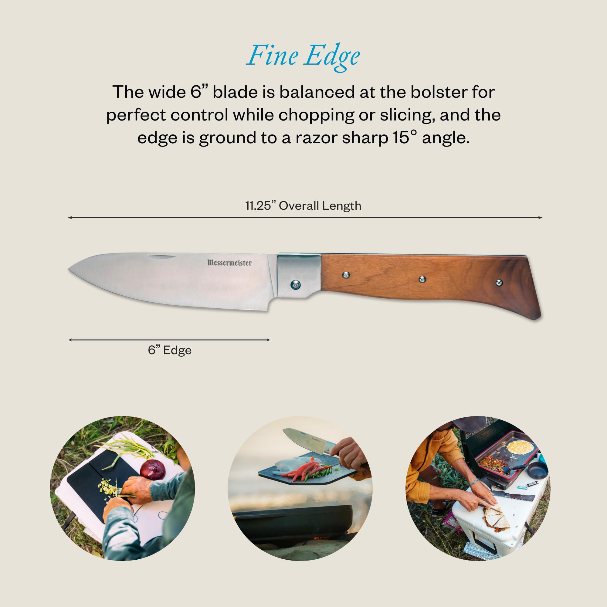 Messermeister Adventure Chef 3-Piece Basecamp Set - Includes Folding 6” Chef’s Knife, Folding TPE Cutting Board & Waxed Canvas Case — Amazon image 3