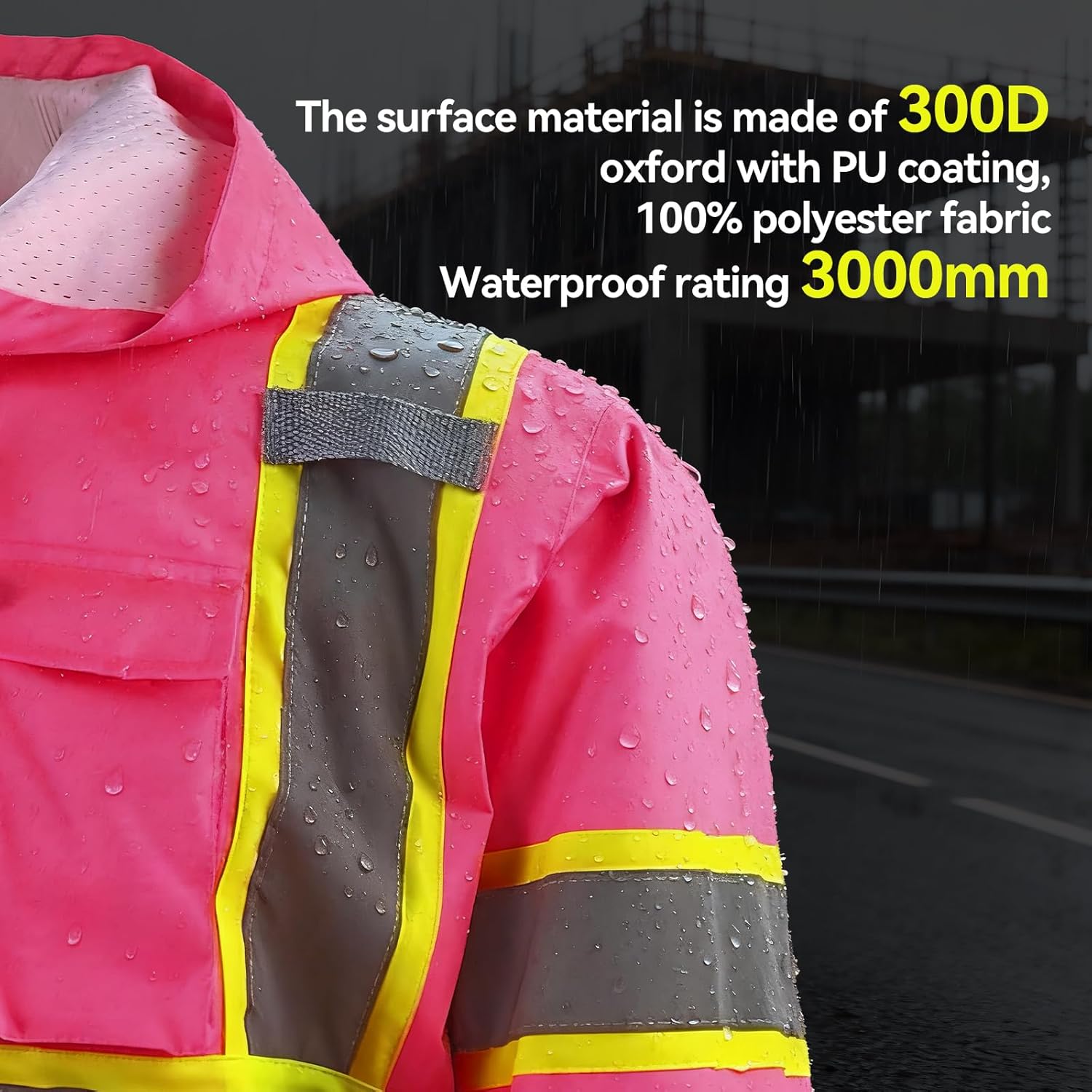 KARXICIY ZUJA Hi Vis Reflective Safety Jacket for Men Women Construction Jacket with Hood High Visibility Safety Rain Jacket - Image 4
