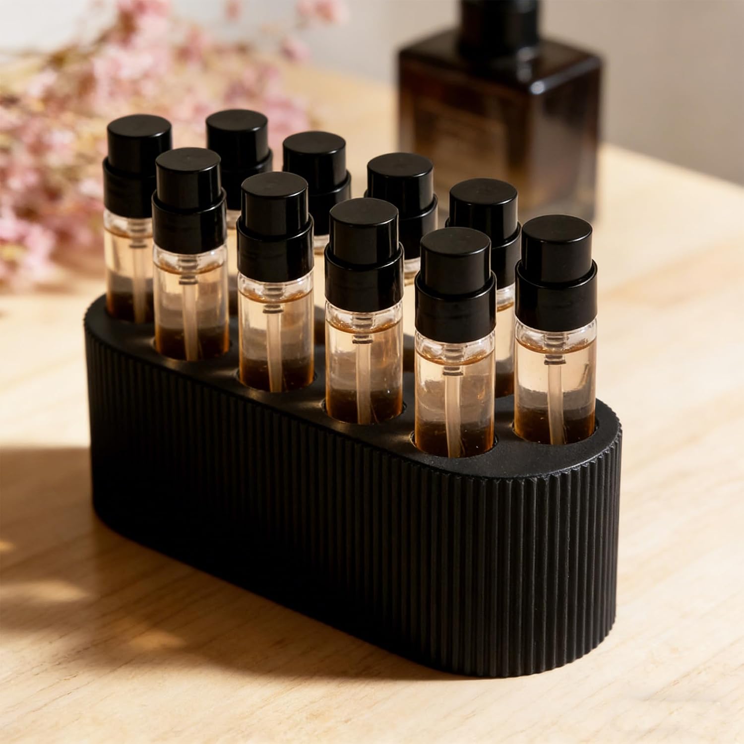 Perfume Sample Organizer, Perfume Organizer Holds 2mL Perfume Samples & Rollerball Perfumes for Vanity, Bathroom, Desk Storage, Black image 5