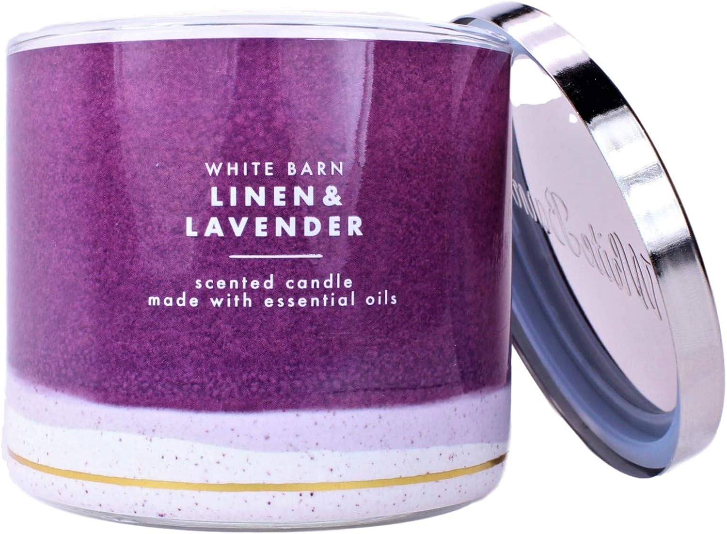 White Barn Bath and Body Works Linen and Lavender 3 Wick