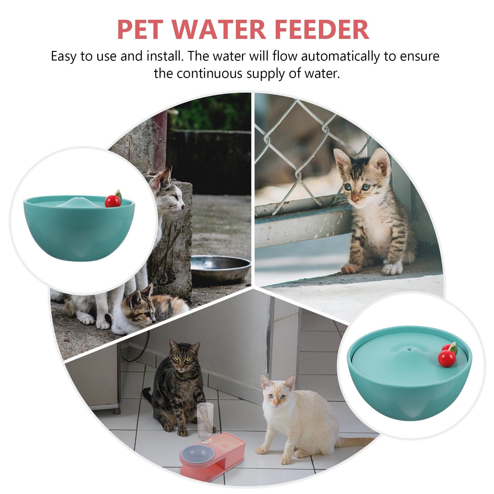 Toddmomy Fuente de Agua para Gatos Cerámica Diseño Único y Capacidad Suficiente, Bebedero Duradero y Estable Adecuado para Hogar y Mascotas Pequeñas