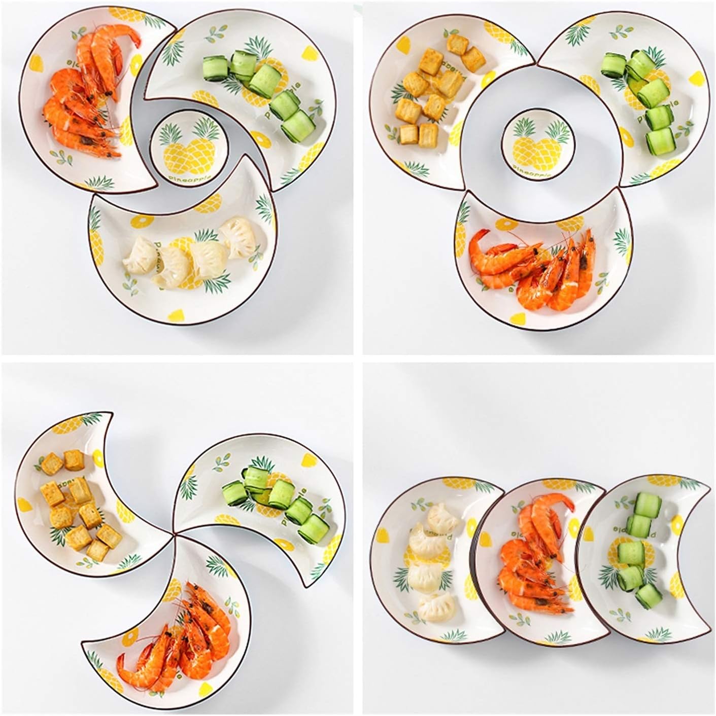 GeRRiT Snack Serving Dishes Home Dining Plate Dipping Bowls Sauce Dishes Ceramic Sauce Dish, Soy Sauce Dipping Bowls, Exquisite Moon-shaped Dessert Plate Set Of 3 Dessert Dishes