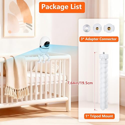 Miniatura 7 de Soporte trípode para monitor de bebé, soporte flexible para cámara de bebé compatible con HelloBaby HB65HB40HB6550HB66HB6339HB6550 Pro, ANMEATE