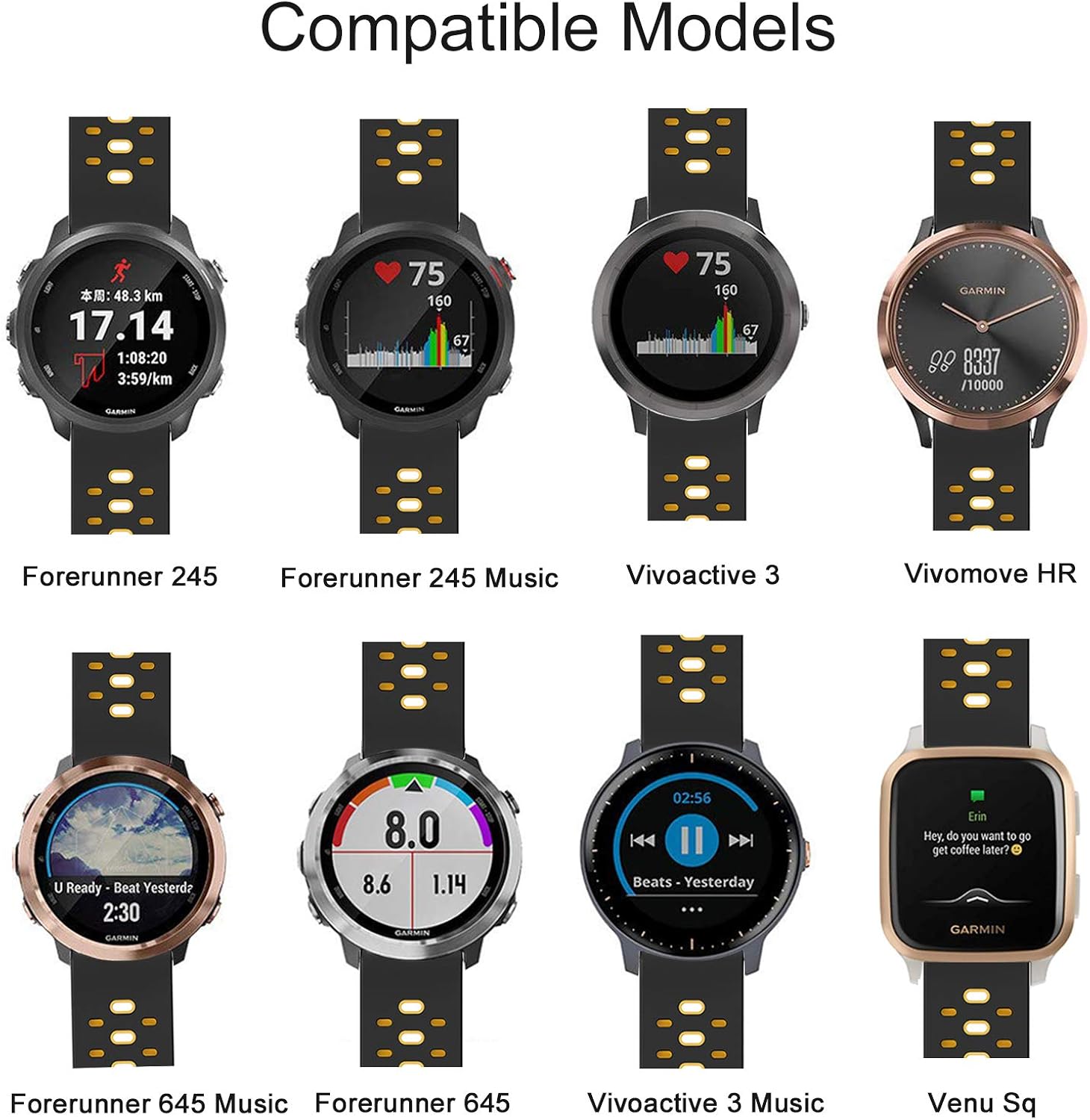 isabake watch band for garmin vivoactive 33 musicforerunner 245245 music645 645 music venu sqvivomove hr20mm soft silicone replacement strap f
