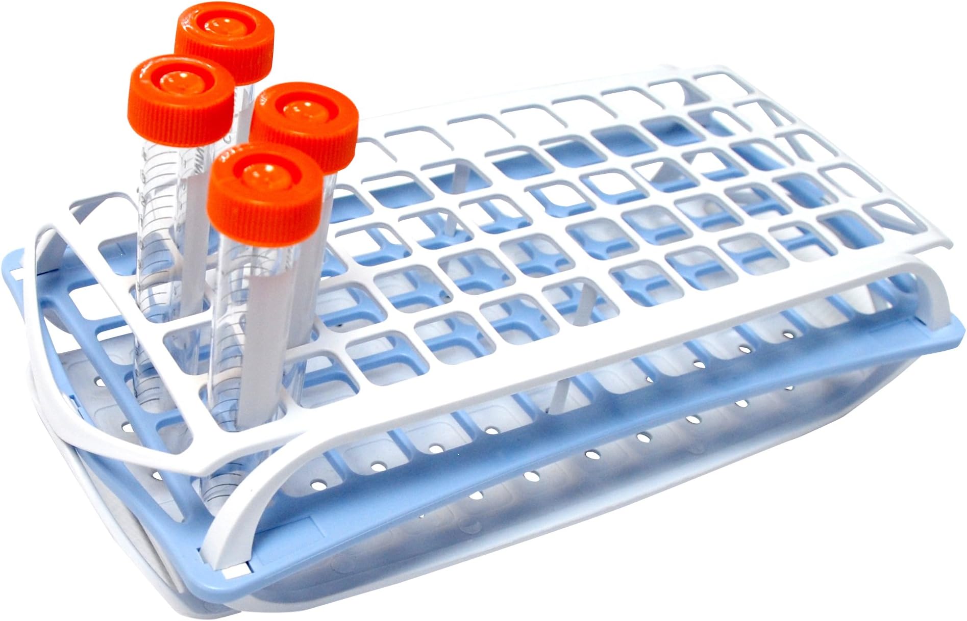 Camlab Plastics RTP/7031-PB 3-Tier Polypropylene Autoclavable Rack for 15 mL Tubes, Blue