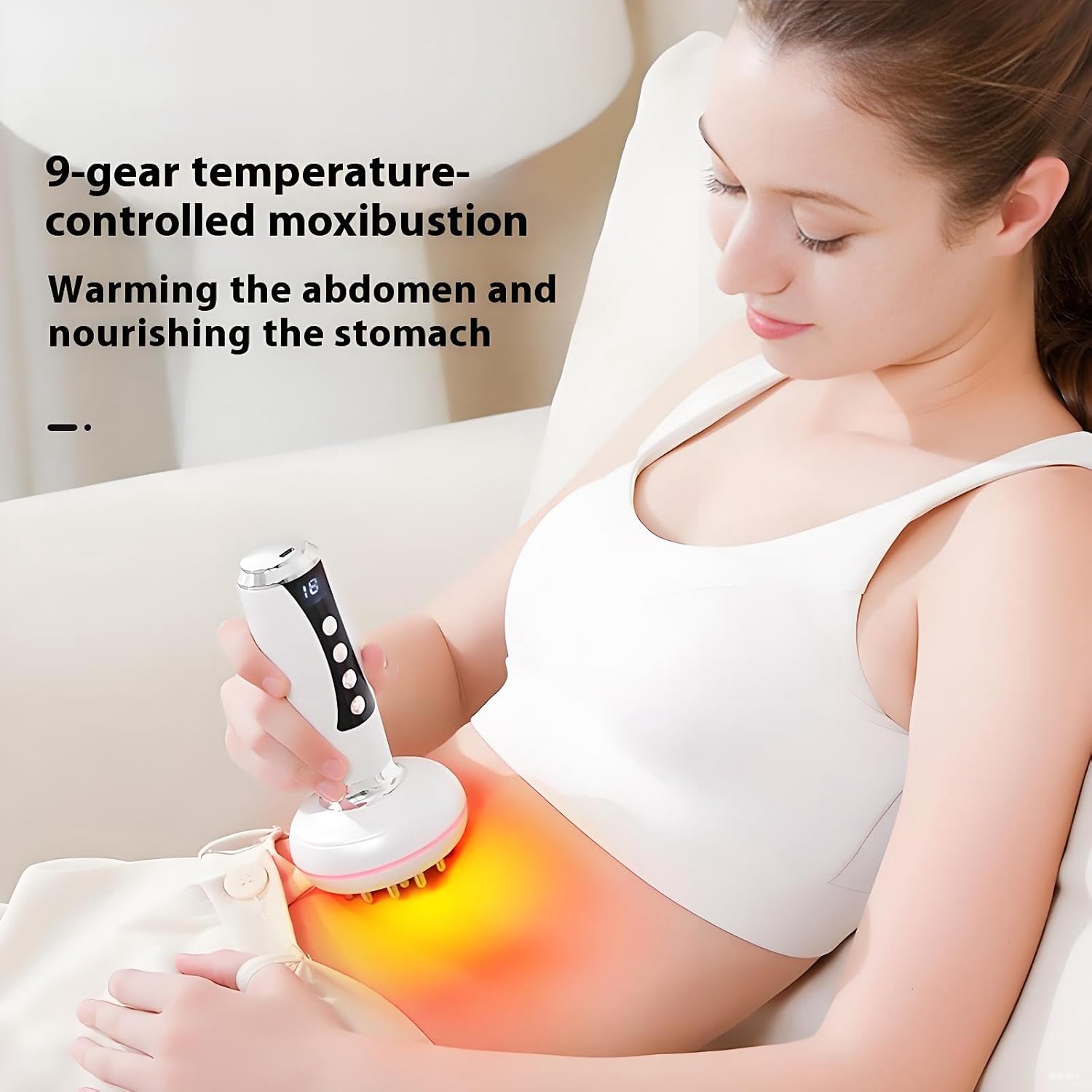 4-in-1 Lymphatic Drainage Massager for Cellulite & Stretch Marks, Body Sculpting Machine with Red Light, Heat, Vibration for Legs, Arms, Belly, Includes Moxa Pads - Image 3