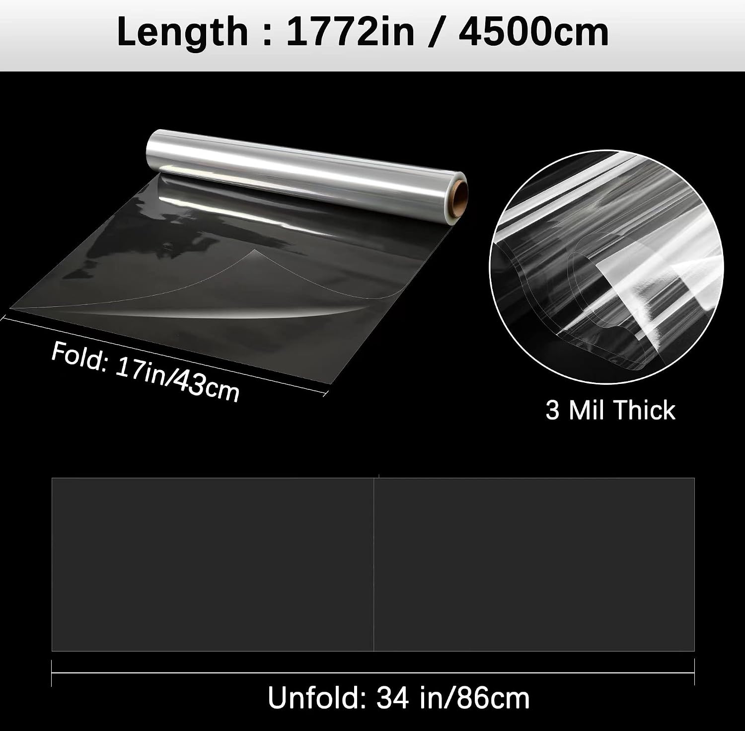 Clear Cellophane Wrap Roll-Plastic Gift Wrapping Paper 148ft x 34 inches, Transparent Paper Wrap Roll 3 Mil Thick for Floral Bouquets, Flower Paper Wrapping for Hampers, Baskets, Treats, Arts & Crafts