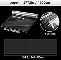 Vista 2 de Rollo de papel de celofán transparente de plástico para envolver regalos, 148 x 34 pulgadas, rollo de papel transparente de 3 mil de grosor