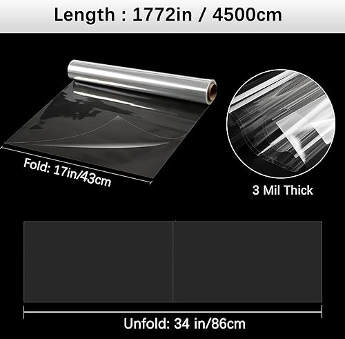 Miniatura 2 de Rollo de celofán transparente de 148 pies (plegado 34 pulgadas x 148 pies), especificaciones de grado alimenticio, papel de regalo de celofán