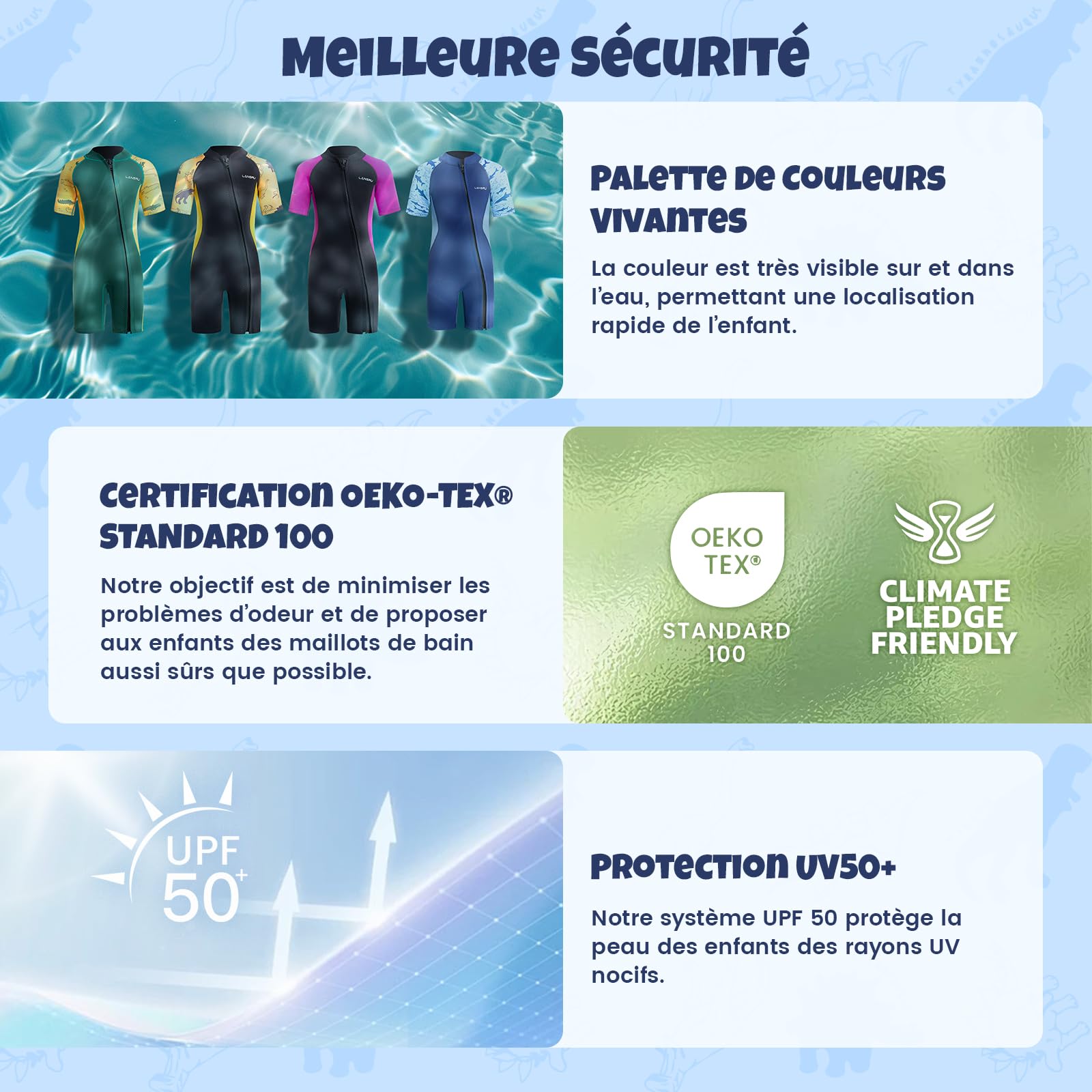 Combinaison en néoprène Court de 2,5 mm pour Enfant avec matériau SCR amélioré, Fermeture éclair intégrale et Protection UV pour Le Surf, la Natation et la plongée