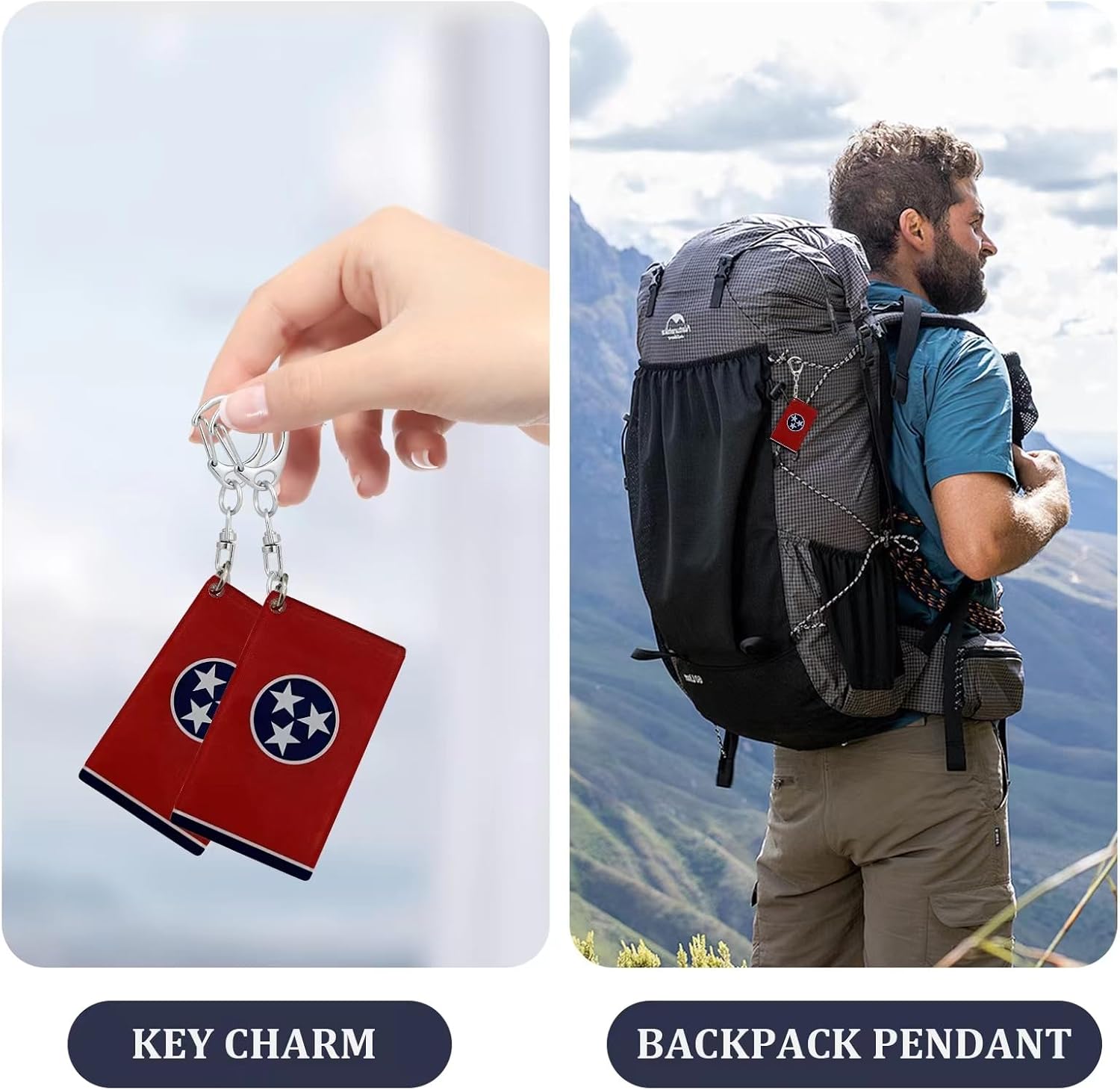 Tennessee Flag Keychain - Double Sided Acrylic D Shape Chains Tennessean Flags Key Chains Men and Women Style Car Key chain Gifts Decoration (3 Pcs) - Image 5