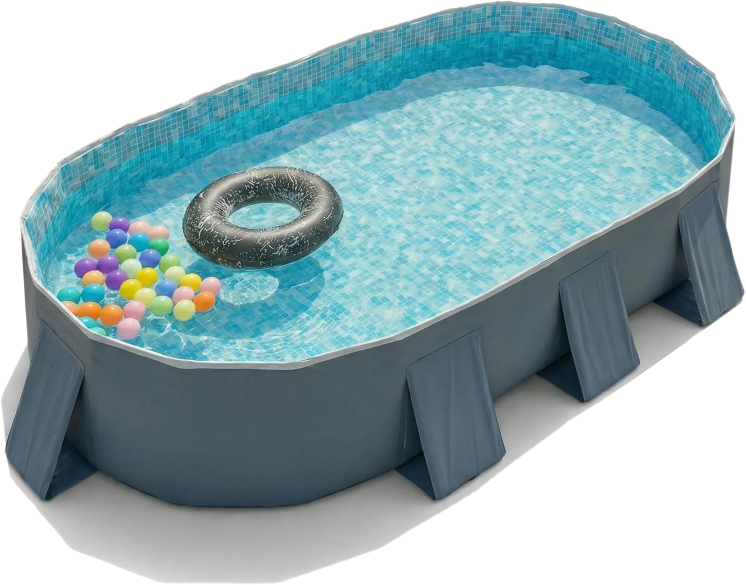YYW Foldable Family Pool for Kids & Adults - Portable Large Kiddie Swimming Pool for Indoor/Outdoor Garden Backyard Summer Parties (Cloud Ink Gray, 104)